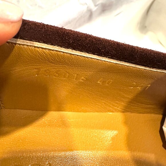 Gucci Jordaan Horsebit Bit Suede Slip On Loafers Flat Shoes Chocolate - Picture 15 of 16